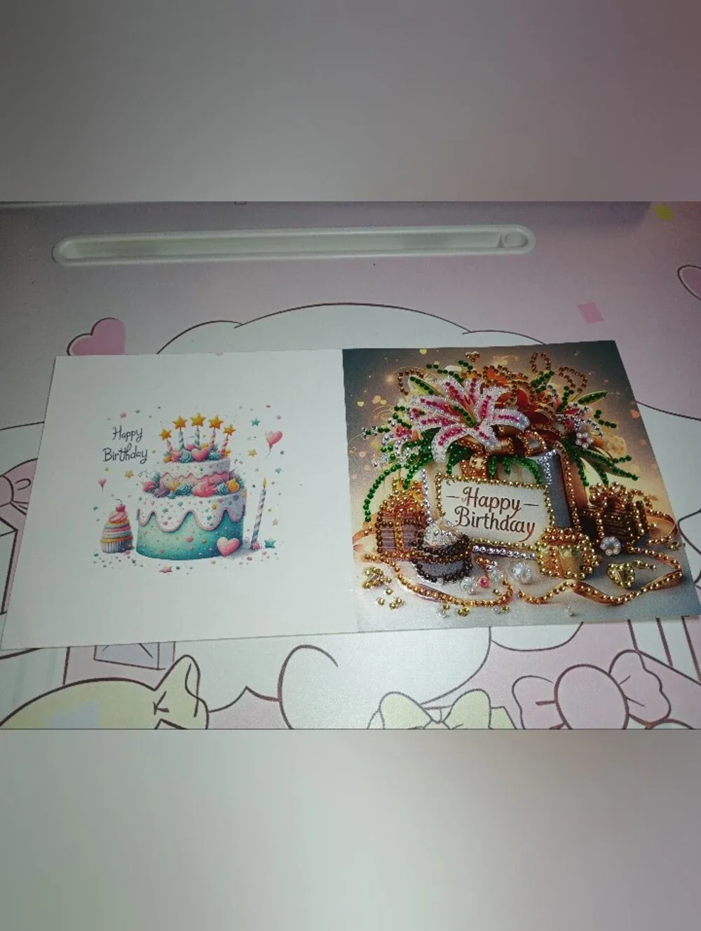 Happy Birthday Gem-Embellished Card Art - Multicolor